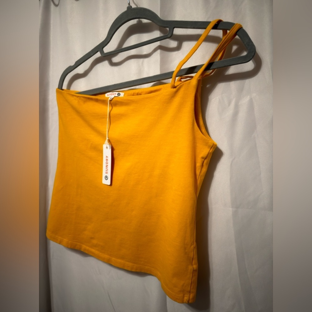 NWT Sundry Women's Asymmetrical Strap Cami Yellow/Orange Size 3 (Large) - Picture 9 of 13